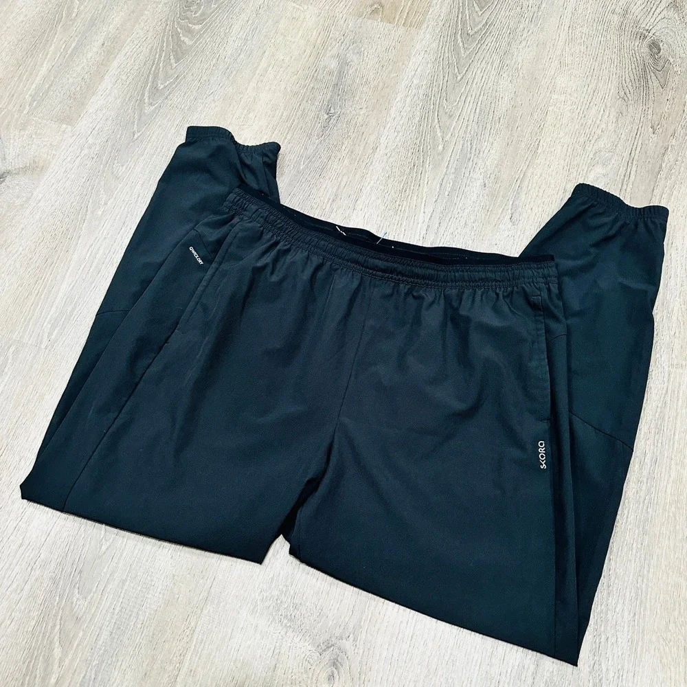 Skora Qwick-Dry Mens Running Pants Black XL Reflective Athletic Joggers Training
